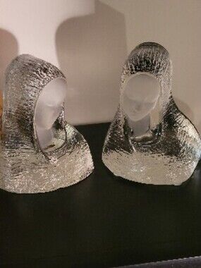 Vintage Viking Glass Madonna Bookends